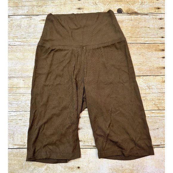 Joah Brown Pants - Joah Brown Ribbed Biker Shorts in Brown